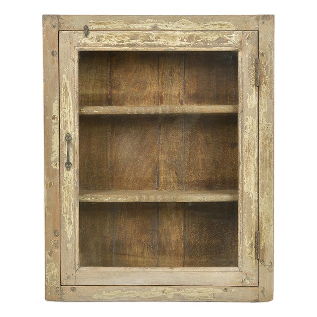Wall Display Case in Patinated Wood For Sale