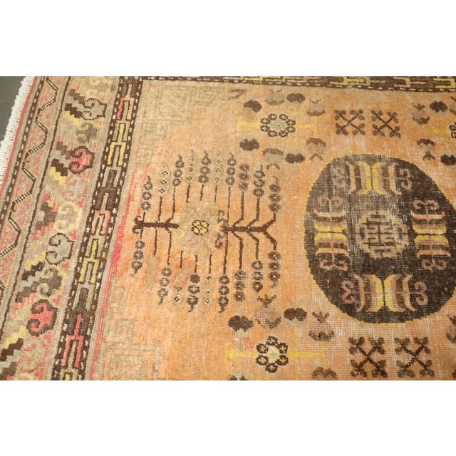19th Century Zabihi Collection Orange Khotan Scatter Rug - 4'1" x 5'4" For Sale - Image 12 of 12