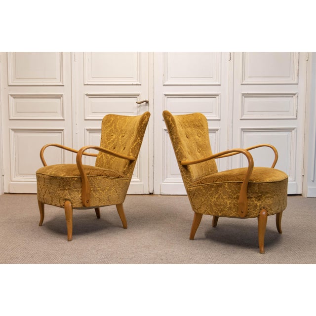 Danish Modern Lounge Chairs by Alfred Christensen for Slagelse Møbelværk, 1940s, Set of 2 For Sale - Image 12 of 14