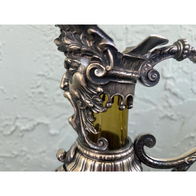 Metal Late 19th Century Joseph Lichtiger Antique Germany Pewter/Handblown-Glass Decanter For Sale - Image 7 of 10