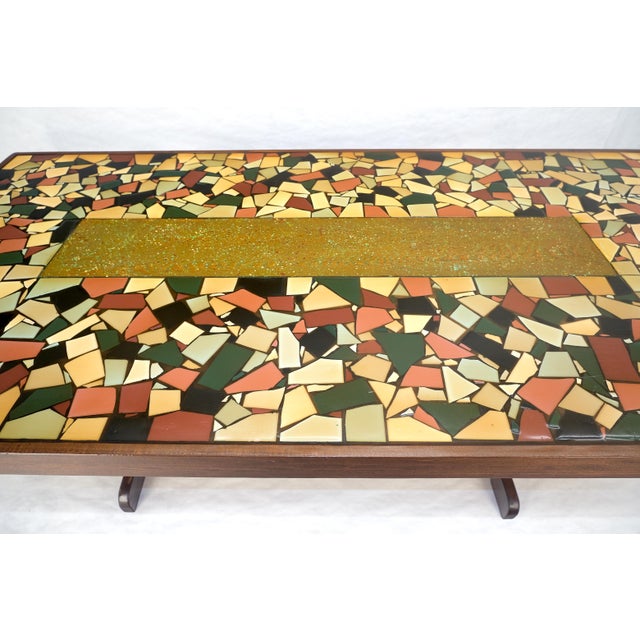Large 46x92 Rectangle Tile Mosaic Top Funky Dining Table c1970s Artist Signed For Sale - Image 16 of 17