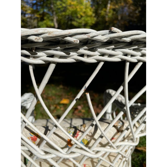 White Early 20th Century Antique White Wicker Bar Harbor Child's Chair With ABCs Cushion For Sale - Image 8 of 8