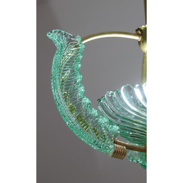 1950s Extra Rare Green Acquamarine Art Deco Barovier E Toso Chandelier For Sale - Image 11 of 16