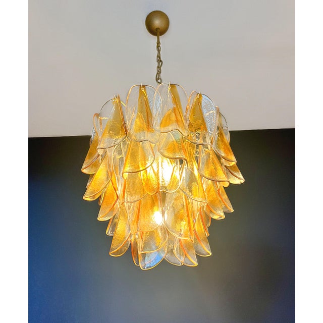 Vintage Italian Murano Chandelier with 41 Rondini Amber Glass, 1990s For Sale - Image 16 of 18