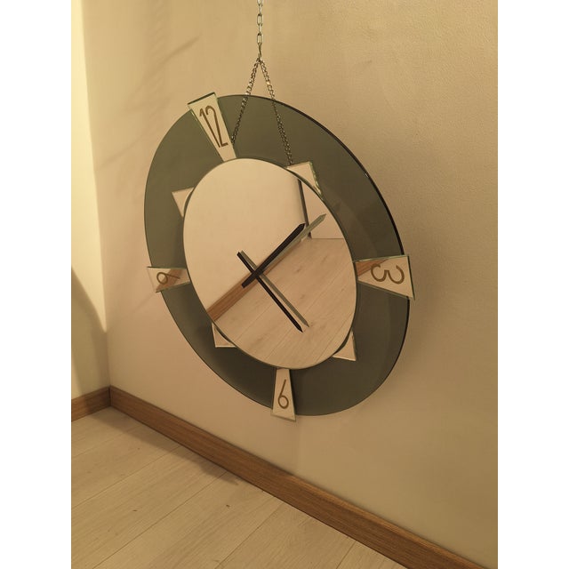 Glass Wall Clock in Smoked Glass, 1970s For Sale - Image 7 of 9