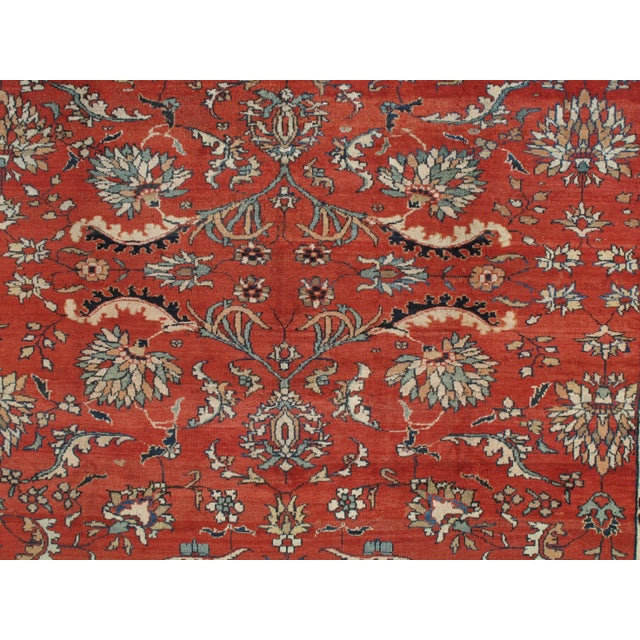 Beige Antique Persian Sultanabad, Wool Handmade Oriental Rug Beige, Light Blue and Red For Sale - Image 8 of 13