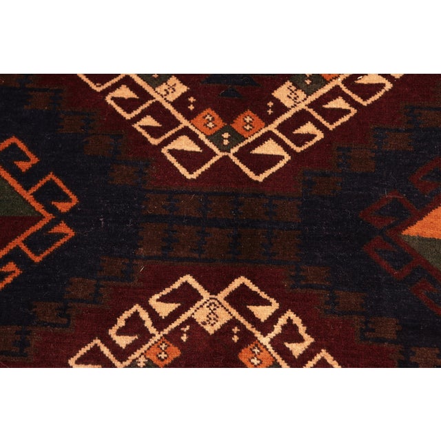 Textile Rustic Tibal 1980's Kargahi Blue/Rust Wool Rug - 6'11'' X 9'11'' For Sale - Image 7 of 10