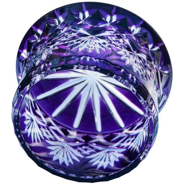 Mid 20th Century Amethyst Purple Crystal-Cut Vase For Sale - Image 5 of 8