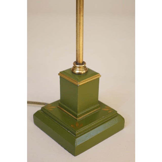1940s Industrial Machine Age Empire Regency Toleware Brass Articulating Table Lamp For Sale - Image 10 of 10