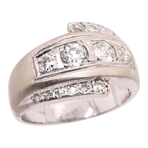 14 Karat White Gold Contemporary Diamond Band Wedding Bridal Ring, Size 6.25