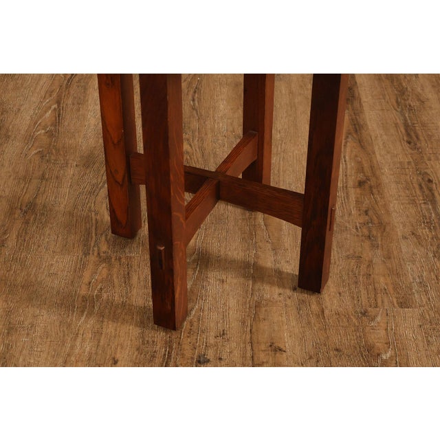 Stickley Mission Collection Oak Octagonal Tabouret Table For Sale - Image 12 of 18