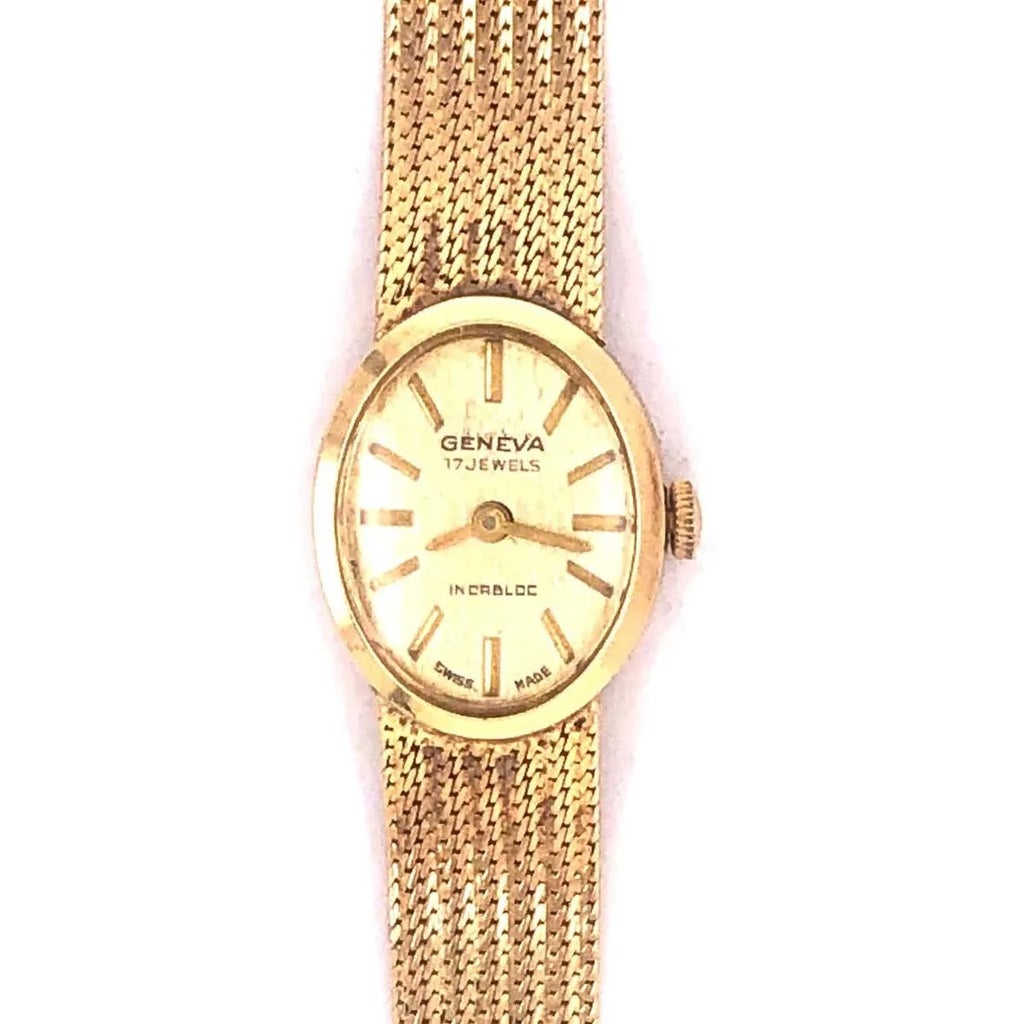 14k yellow gold (solid) 17 jewel Swiss made Geneve Watch vintage Vintage Henri Gireaux Ladies Swiss 14K Solid Gold 17J Ladies  main image 4