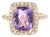 4.37 Carat Natural Amethyst Natural Diamond Yellow Gold Cocktail Ring, Size7 For Sale