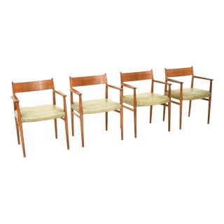 Vintage Danish Teak and Leather Dining Chairs by Arne Vodder from Sibast, 1960s, Set of 4 For Sale