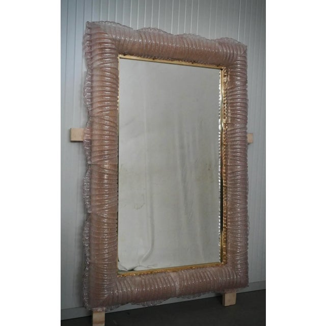 Illuminated Pink Murano Glass and Brass Wall Mirror, 2000s For Sale - Image 13 of 13