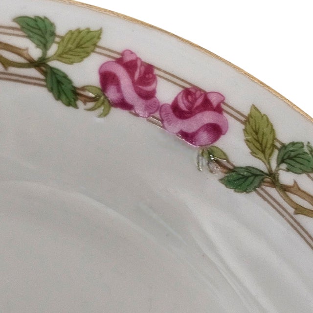 Ceramic Set of 4 Guerin & Co Limoges Pink Rose & Gold Bone China Soup Bowls, France c.1910-1932 For Sale - Image 7 of 11