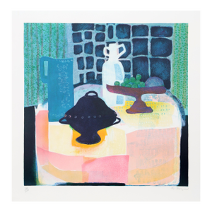 Black Soup Tureen, Signed Lithograph by Wendy Chazin