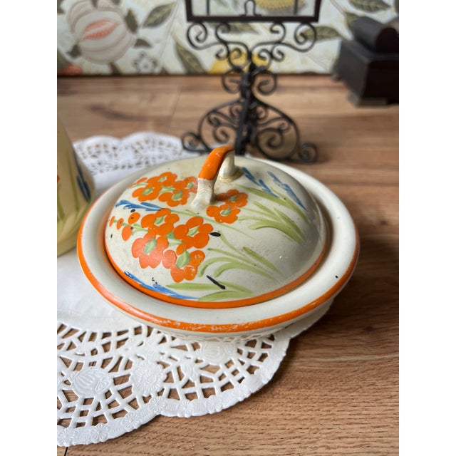 Vintage Floral Hand Painted Dishes, Vase and Bowl With Lid - a Pair For Sale In Atlanta - Image 6 of 8