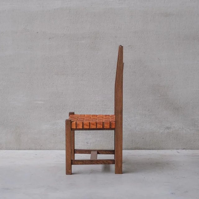 Mid-Century Dutch Leather and Oak Dining Chairs, Set of 6 For Sale - Image 9 of 13