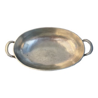 1990s Arte Italica Pewter Oval Fruit Bowl For Sale