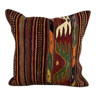 20 x 20 Kilim Pillow Turkish Cushion Natural Anatolian Night Pillow Cushion Cover For Sale