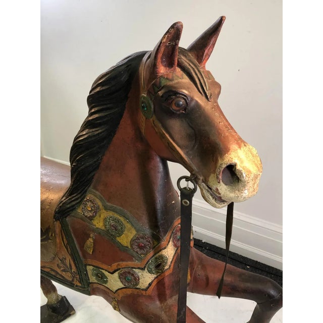 Traditional Antique Carved Turn of the Century Carousel Horse For Sale - Image 3 of 11