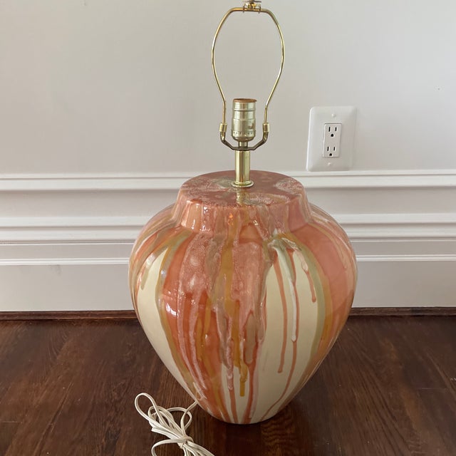 1990s Glazed-Drip Mid-Century Modern Lamp For Sale In Washington DC - Image 6 of 11