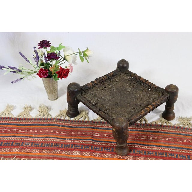 Black 19th Century Low Cedar Stool, Nuristan, 1890s For Sale - Image 8 of 18