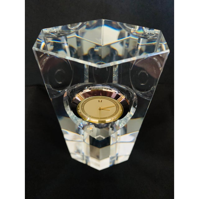 Vintage Hoya Museum Crystal Desk Clock For Sale - Image 4 of 13