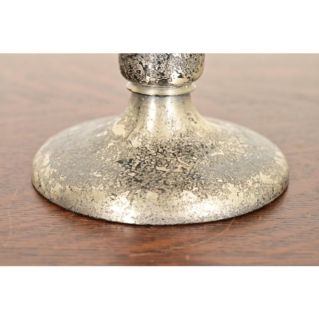 Roycroft Arts & Crafts Silver Finished Copper Candlesticks, Pair For Sale - Image 9 of 13