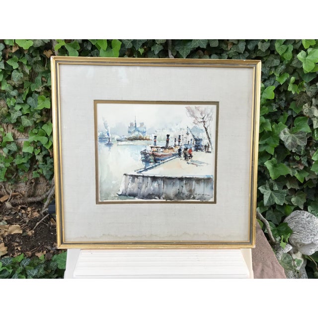 French Signed Watercolor Painting For Sale - Image 4 of 4