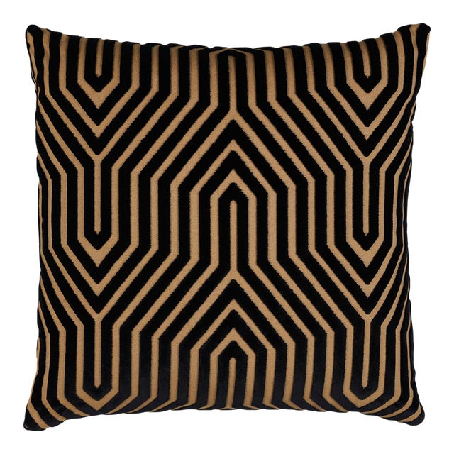 Schumacher x Mary McDonald Vanderbilt Velvet 24" Pillow in Tortoise For Sale