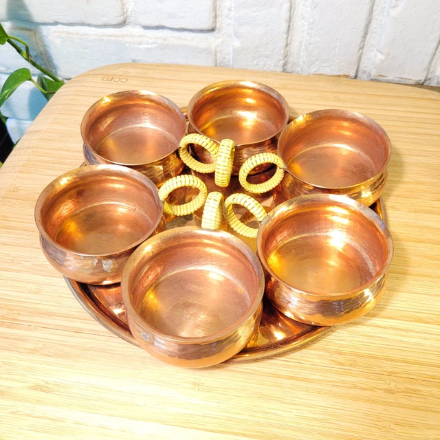 Zint Mid-Century Hammered Copper Cup Set- 7 Pieces For Sale - Image 4 of 10