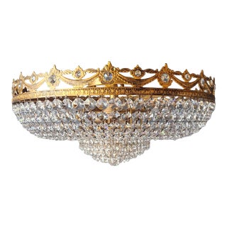 Ceiling Light Antique Look Chandelier Plafonnier Crystals Art Deco For Sale