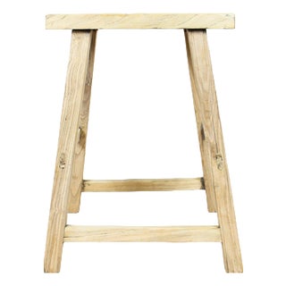 Vintage Rustic Stool in Elm For Sale