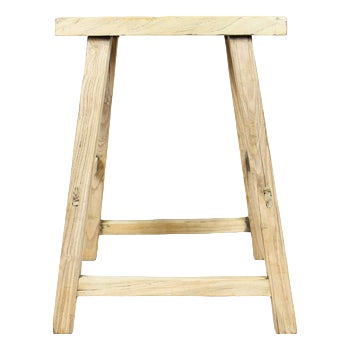 Vintage Rustic Stool in Elm For Sale