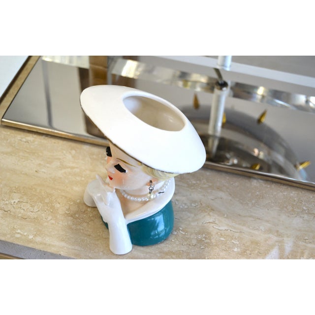 1958 Art Deco Rubens Original Japan Porcelain Lady Head Vase Vessel Planter For Sale In Miami - Image 6 of 10