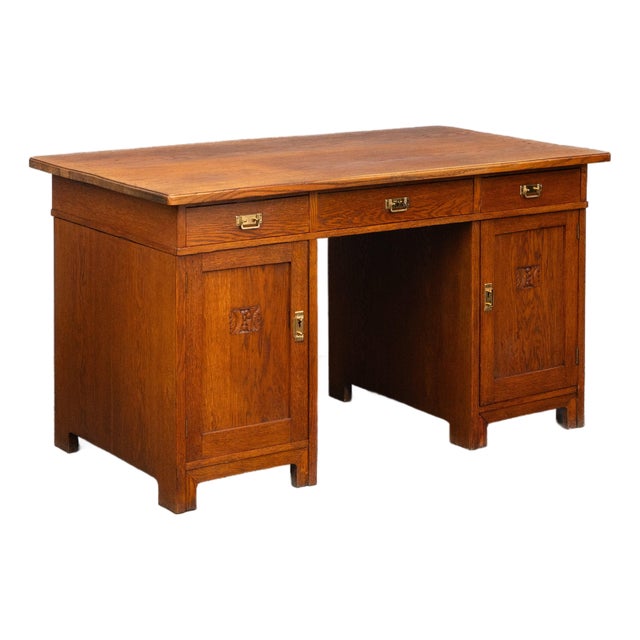 Early 20th Century Art Nouveau Desk in Oak For Sale