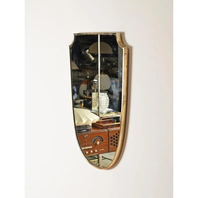 Large Italian Brass Shield-Shaped Mirror by Gio Ponti, 1950s For Sale - Image 11 of 13