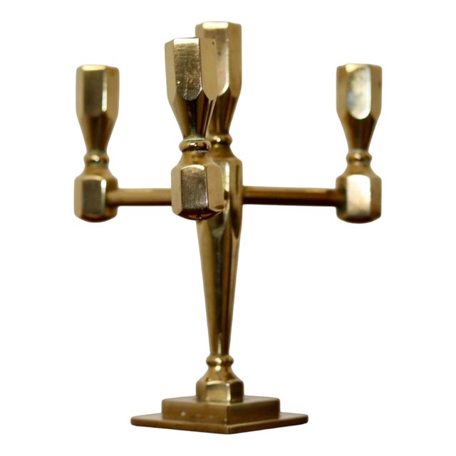 Swedish Brass Candleholder by Gusum, 1970s For Sale