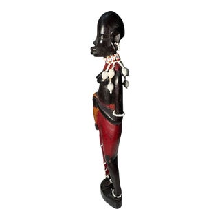 Hand Carved Wooden African Maasai Warrior Figure For Sale