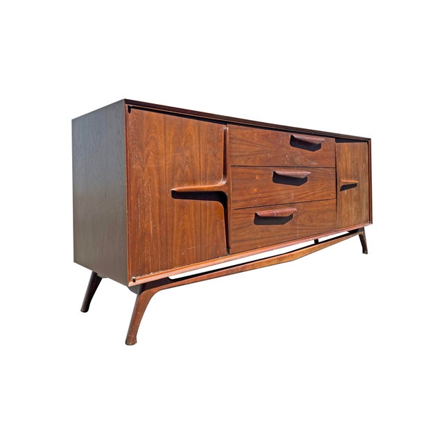 Vintage Mid Century Modern Dresser or Credenza Cabinet Lowboy For Sale - Image 4 of 10