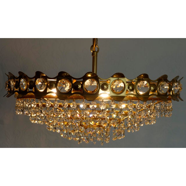 1970s Brass-Lead Crystal Chandelier by Joska Bodenmais, 1970s For Sale - Image 5 of 12
