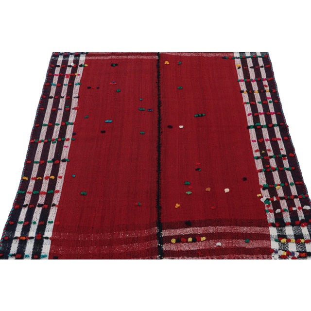 Tribal 1950s Vintage Persian Kilim in Red, White & Black, Panel Style by Rug & Kilim For Sale - Image 3 of 8