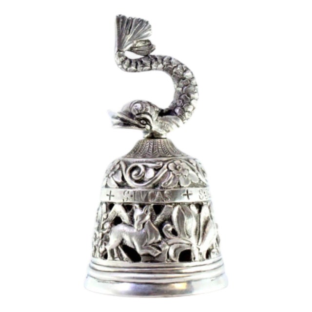 Silver Altar Bell with Cut-Out Reliefs For Sale