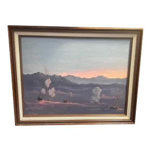 1990s Vintage Original Desert Landscape Oil Painting by w.k. Peterson Arizona, Framed