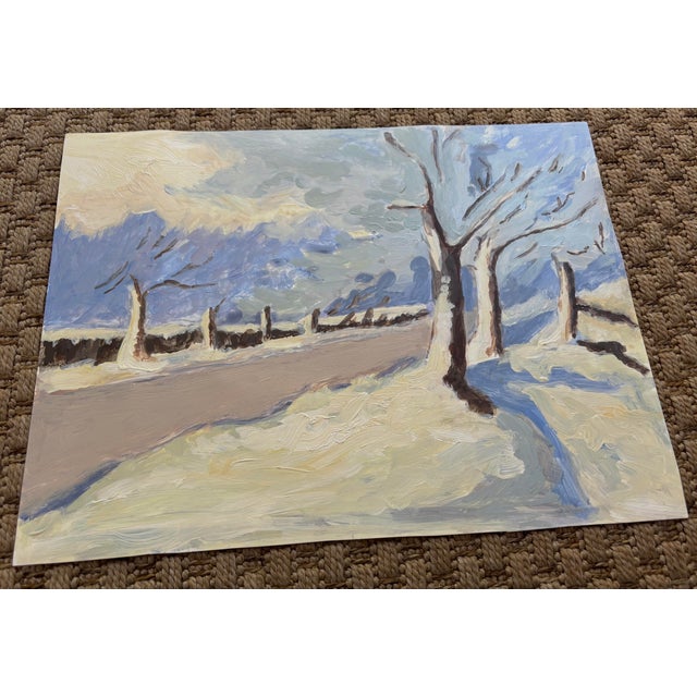 Contemporary Late 20th Century Snowy Landscape in Oil - Unsigned For Sale - Image 3 of 7