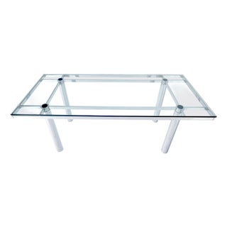 Tobia Scarpa Chrome Base Rectangle Glass Top 4 Cylinder legs Dining Table Mint! For Sale