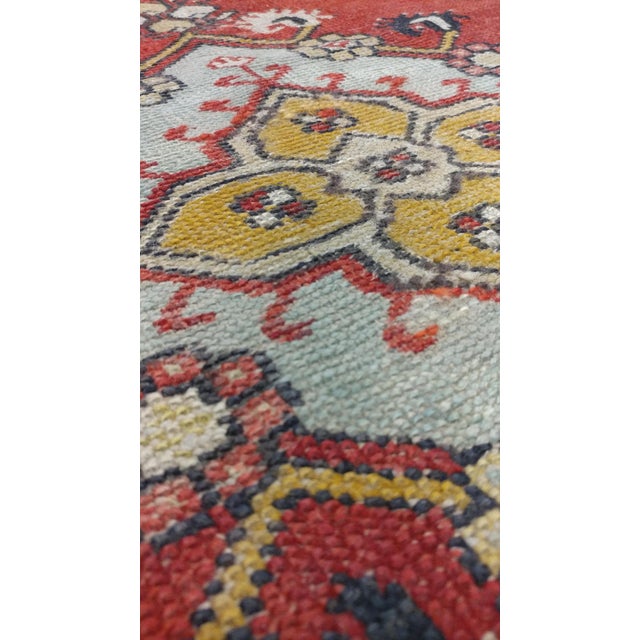 Antique Turkish Oushak Runner, Handmade Oriental Rug Coral. Brown, Yellow, Beige For Sale - Image 13 of 18