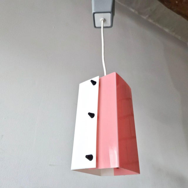Mid-Century Modern Vintage Pink and White Acrylic Glass Pendants, 1950s, Set of 3 For Sale - Image 3 of 13